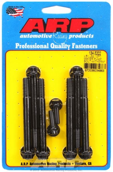 Water Pump & Thermostat Bolt Kit, 12-Point Black Oxide
fits GM LS Series