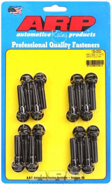 Intake Manifold Bolt Kit, Hex Head Black Oxide  fits BB Chev 502, 1.500" UHL