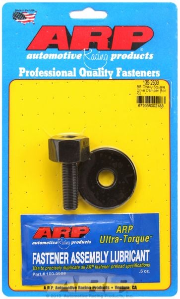 Harmonic Balancer Bolt, Hex Head Black Oxide  fits BB Chev 1/2-20 Thread x 1.550" UHL With 1/2" Square Drive