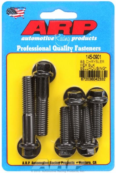 Bellhousing To Engine Block Bolt Kit  fits BB Chrysler 383-440, Black Oxide, Hex Head