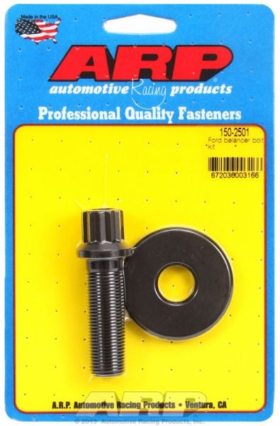 Harmonic Balancer Bolt, 12-Point Black Oxide  fits SB/BB Ford 289-460 5/8-18 Thread x 2.050" UHL (Not Cleveland), 5/8" Socket