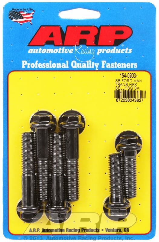 Bellhousing Bolt Kit, Hex Head Black Oxide  fits SB Ford 289-302-351 Windsor (Manual Transmission) 7/16-14 Thread x 1.500"/2.250" UHL