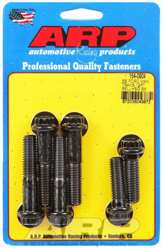 Bellhousing Bolt Kit, 12-Point Head Black Oxide  fits SB Ford 289-302-351 Windsor (Manual Transmission) 7/16-14 Thread x 1.500"/2.250" UHL