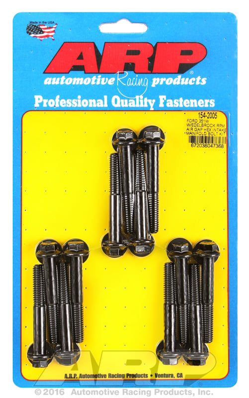 Intake Manifold Bolt Kit Hex Head, Black Oxide  fits SB Ford 351 Windsor With Edelbrock RPM Air Gap