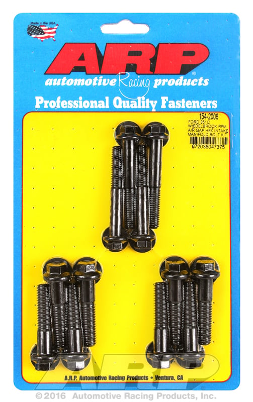 Intake Manifold Bolt Kit Hex Head, Black Oxide  fits Ford 302-351 Cleveland With Edelbrock RPM Air Gap