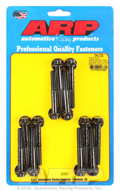 Intake Manifold Bolt Kit 12-Point Head, Black Oxide  fits SB Ford 351 Windsor With Edelbrock RPM Air Gap