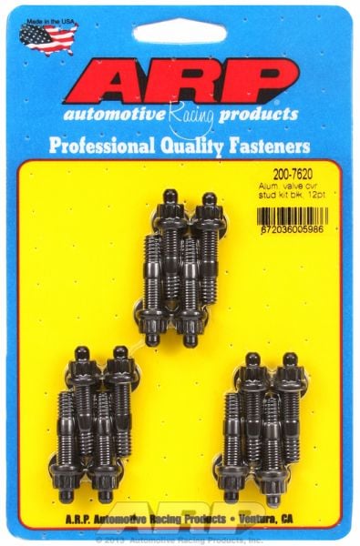 Valve Cover Stud Kit, 12-Point Nut Black Oxide  fits Aluminium Valve Covers 1/4-20 Thread x 1.500" OAL (12-Pack)