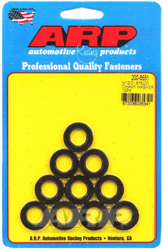 12mm ID Washers with Chamfer
7/8" OD, .120" thick, 10 pack