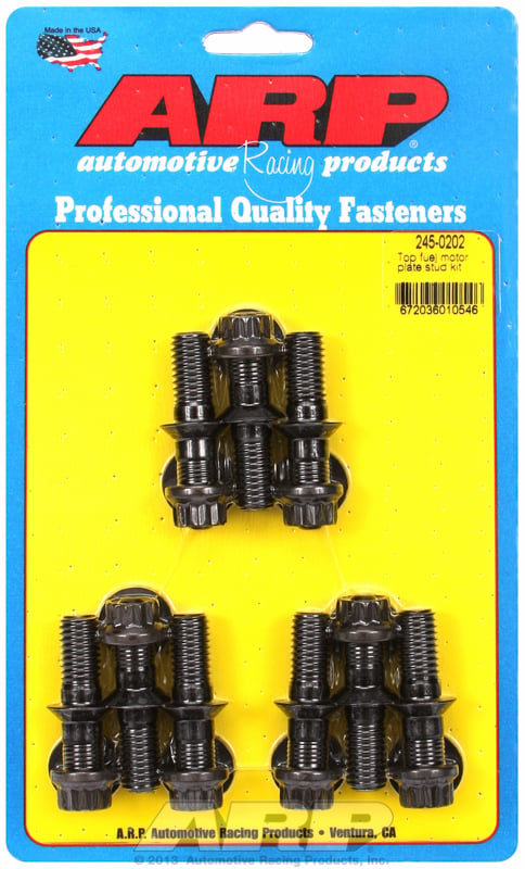 Bellhousing Stud Kit, 12-Point Nut Black Oxide  fits Top Fuel Motor Plate STD, 7/16" Thread x 2.150" OAL