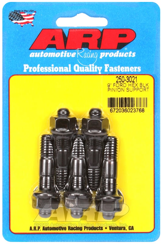 Pinion Support Stud Kit, Hex Nut Black Oxide  fits Ford 9" Pinion Support, 3/8" x 2.000" OAL