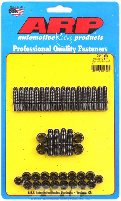 Oil Pan Stud Kit, 12-Point Nut Black Oxide  fits SB Ford 289-302-351 Windsor, 302-351 Cleveland & Holden