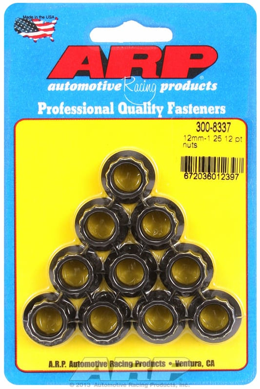 12-Point Nut, Chrome Moly Black Oxide  12mm X 1.25 Thread, 14mm Socket (10 Pack)