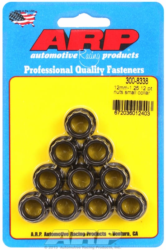 12-Point Nut, Chrome Moly Black Oxide  12mm X 1.25 Thread, 16mm Socket (10 Pack)