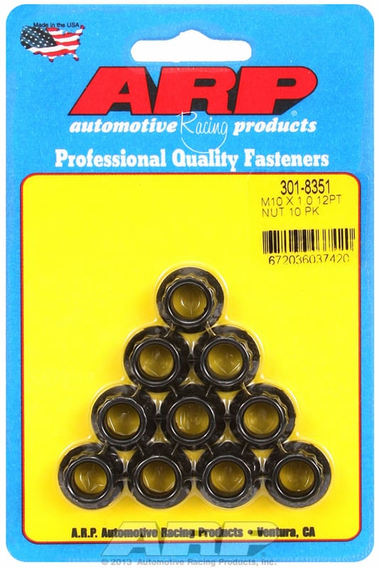 12-Point Nut, Chrome Moly Black Oxide
10mm X 1.00 Thread, 12mm Socket (10-Pack)