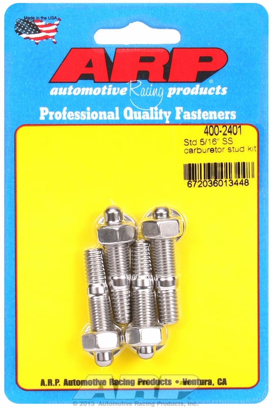 Carburettor Stud Kit, Hex Nut S/S
fits Carburettor With No Spacer 5/16" Thread x 1.700" OAL (4-Piece)