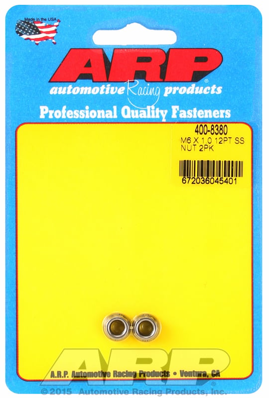 12-Point Nut, Polished S/S
6mm X 1.00 Thread, 8mm Socket (2-Pack)