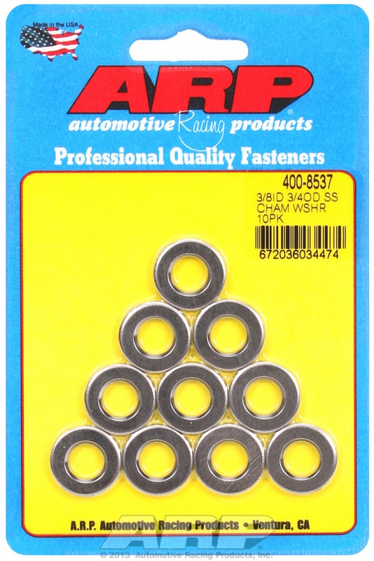 S/S Washer With Chamfer  3/8" I.D x .750" O.D x .120" Thick (10-Pack)