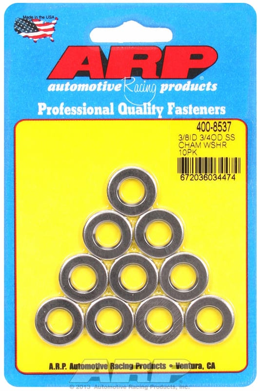 S/S Washer With Chamfer  3/8" I.D x .750" O.D x .120" Thick (10-Pack)