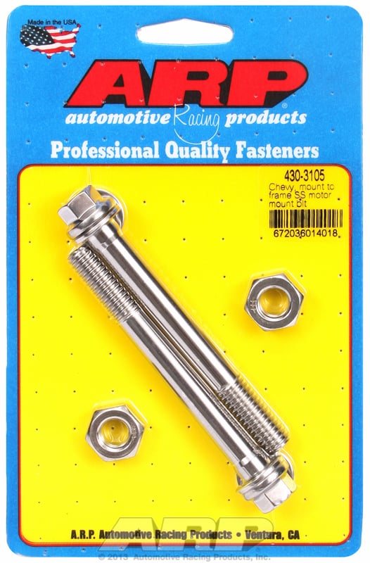 Motor Mount Bolt Kit, Hex Head S/S  fits SB/BB Chev & V6 Chev (Mount TO Frame)