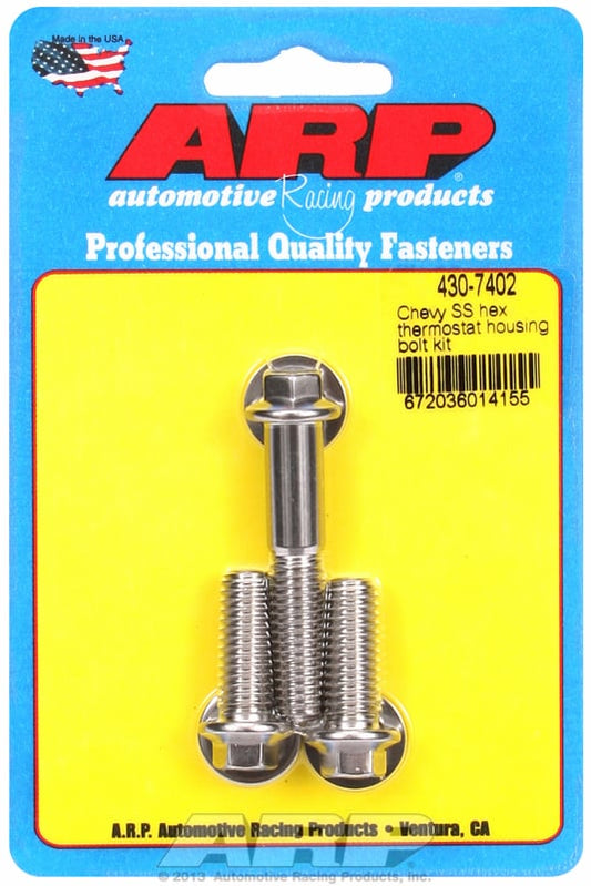 Thermostat Housing Bolt Kit, Hex Head S/S  fits SB/BB Chev 5/16-24 Thread x 1.000/2.000" UHL