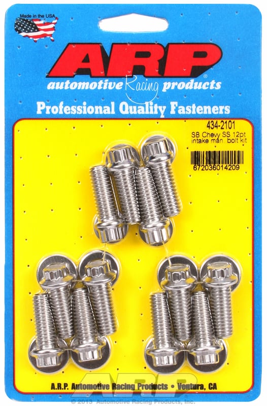 Intake Manifold Bolt Kit, 12-Point Head S/S  fits SB Chev (Not Vortec)