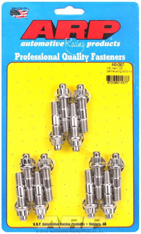 Bellhousing Stud Kit, 12-Point S/S  fits Chev, Chrysler KB Hemi, 3/8" Thread x 2.000" OAL