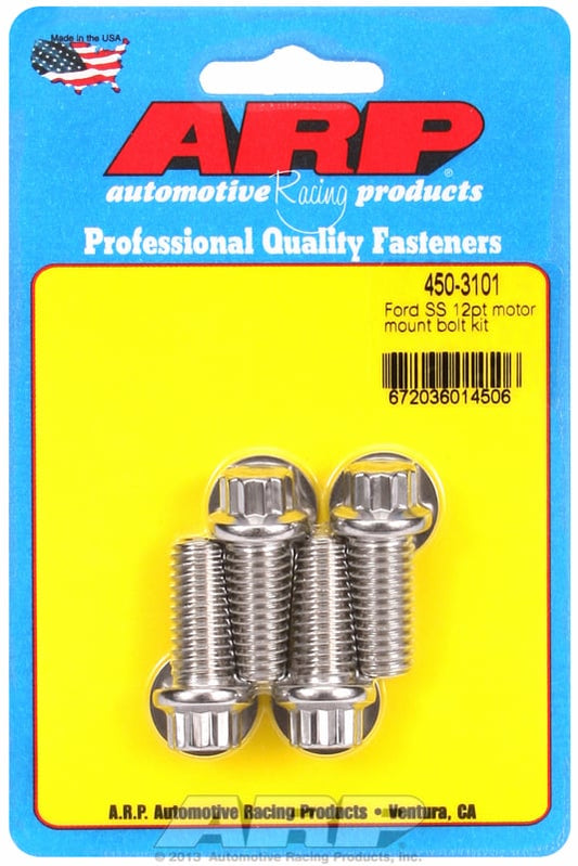 Motor Mount Bolt Kit, 12-Point Head S/S   fits SB Ford 289-302-351 Windsor & 302-351 Cleveland