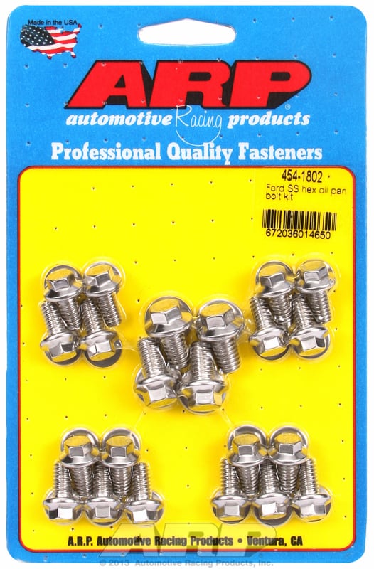 Oil Pan Bolt Kit, Hex Head S/S
fits SB Ford 283-302-351 Windsor & 302-351 Cleveland