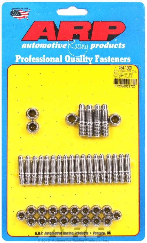 Oil Pan Stud Kit, 12-Point Nut S/S   fits SB Ford 283-302-351 Windsor & 302-351 Cleveland