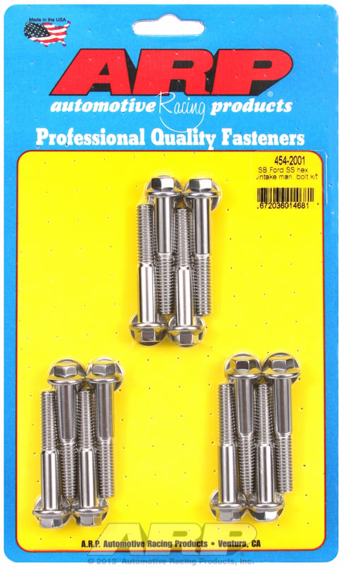 Intake Manifold Bolt Kit, Hex Head S/S   fits SB Ford 283-302-351 Windsor (Uses 3/8" Socket)