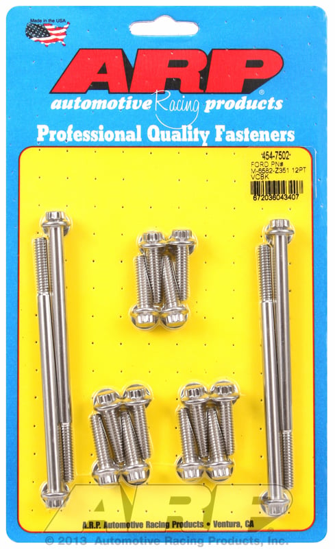 12-Point Stainless Steel Valve Cover Bolt Kit (16-Pack)  Suits Ford Racing Covers M-6582-Z351, 1/4-20 Thread x 1.000/4.500"