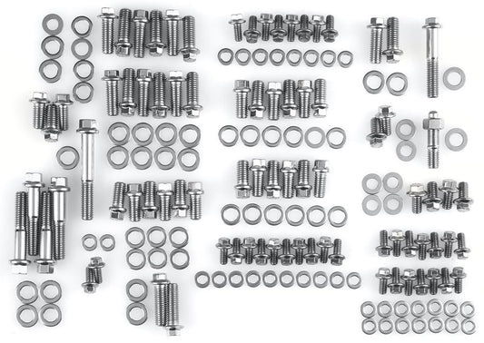 Engine Accessory Bolt Kit, Hex Head S/S   fits SB Chev 350-400 With Headers (1986 & Earlier)