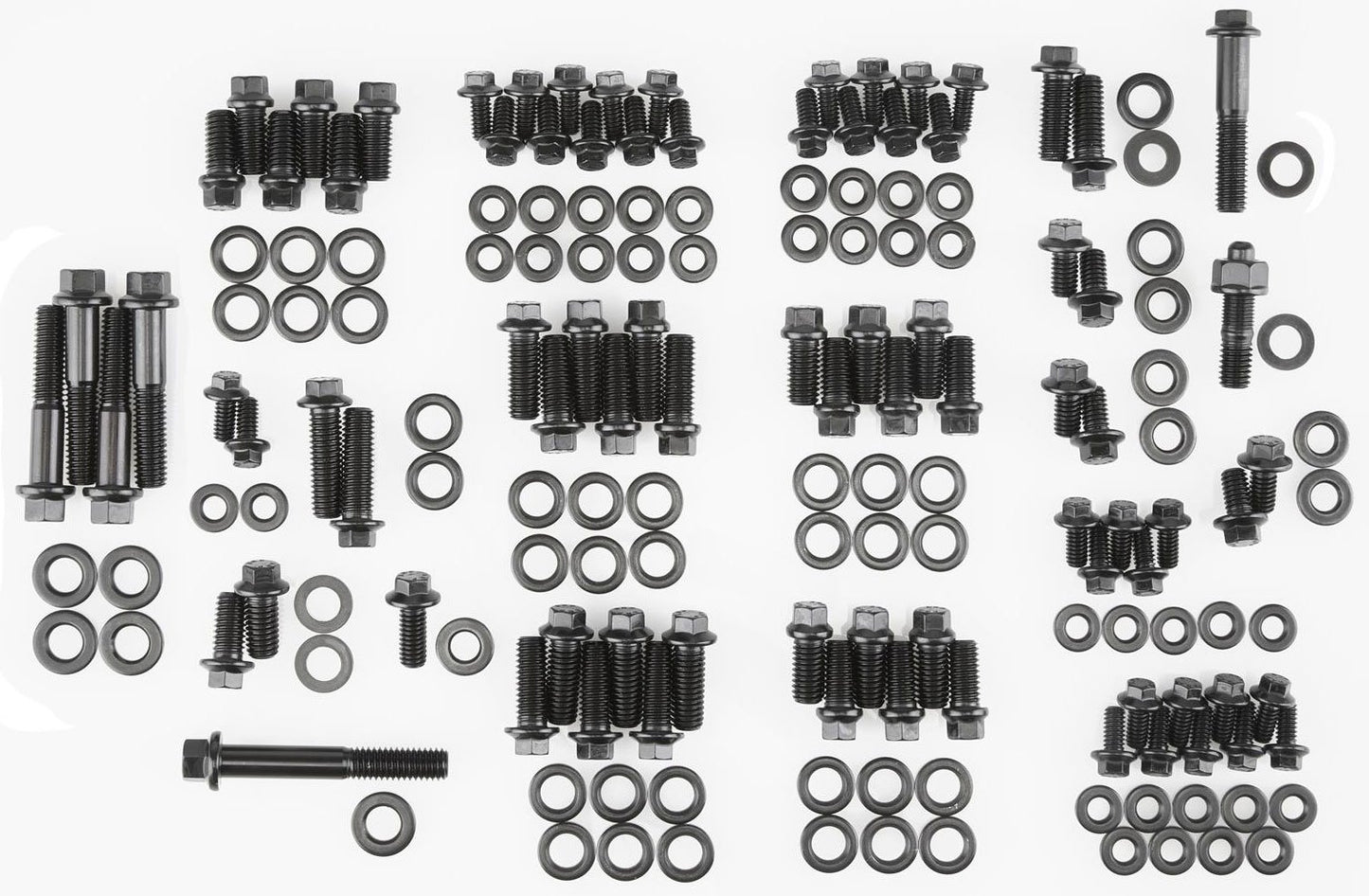 Engine Accessory Bolt Kit, Hex Head Black Oxide  fits SB Chev 350-400 With Headers (1986 & Earlier)