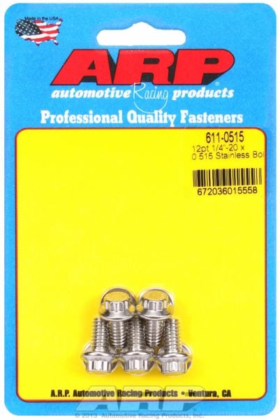 5-Pack Bolt Kit, 12-Point Head S/S  1/4" UNC x .515" UHL With 5/16" Socket Head