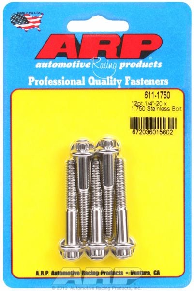 5-Pack Bolt Kit, 12-Point Head S/S  1/4" UNC x 1.750" UHL With 5/16" Socket Head