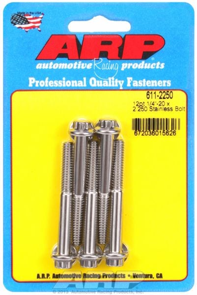 5-Pack Bolt Kit, 12-Point Head S/S  1/4" UNC x 2.250" UHL With 5/16" Socket Head