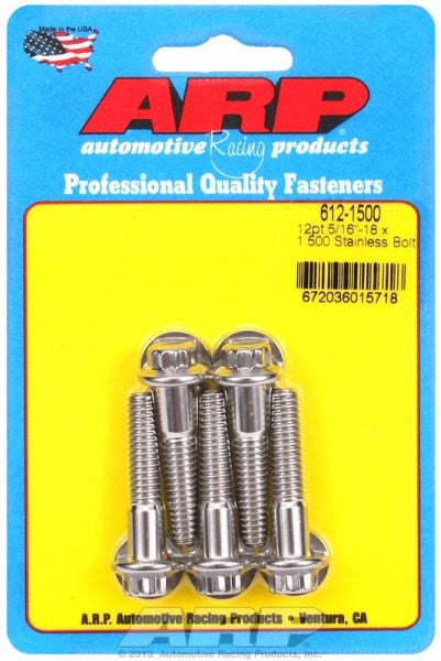 5-Pack Bolt Kit, 12-Point Head S/S  5/16" UNC x 1.500" UHL With 3/8" Socket Head