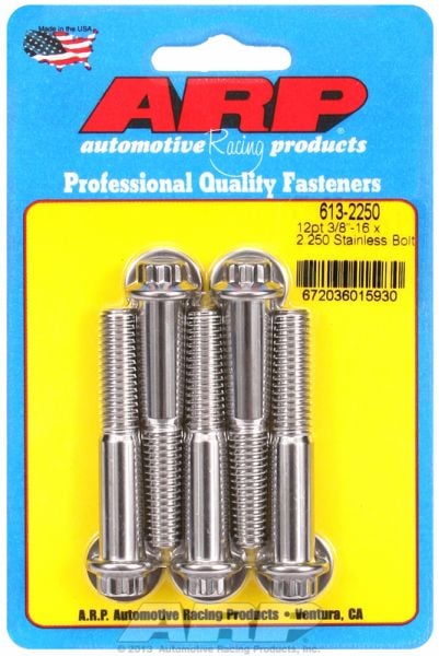 5-Pack Bolt Kit, 12-Point Head S/S  3/8" UNC x 2.250" UHL With 3/8" Socket Head