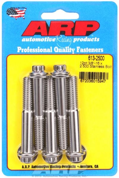 5-Pack Bolt Kit, 12-Point Head S/S  3/8" UNC x 2.500" UHL With 3/8" Socket Head