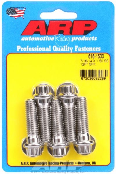 5-Pack Bolt Kit, 12-Point Head S/S  7/16" UNC x 1.500" UHL With 7/16" Socket Head