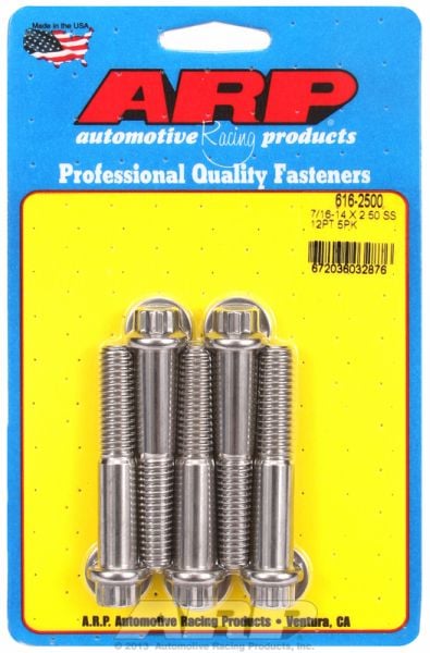 5-Pack Bolt Kit, 12-Point Head S/S  7/16" UNC x 2.500" UHL With 7/16" Socket Head