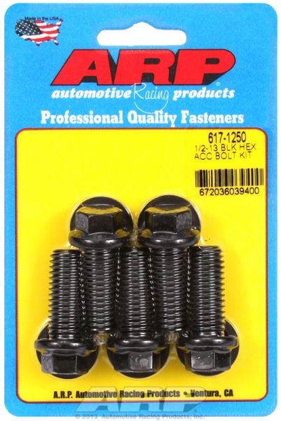 5-Pack Bolt Kit, Hex Head Black Oxide  1/2" UNC x 1.250" UHL With 9/16" Socket Head