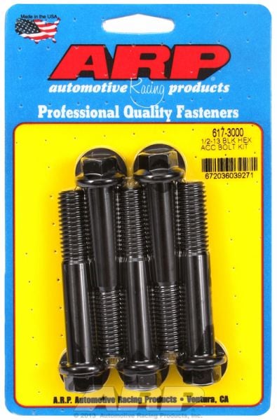 5-Pack Bolt Kit, Hex Head Black Oxide  1/2" UNC x 3.000" UHL With 9/16" Socket Head