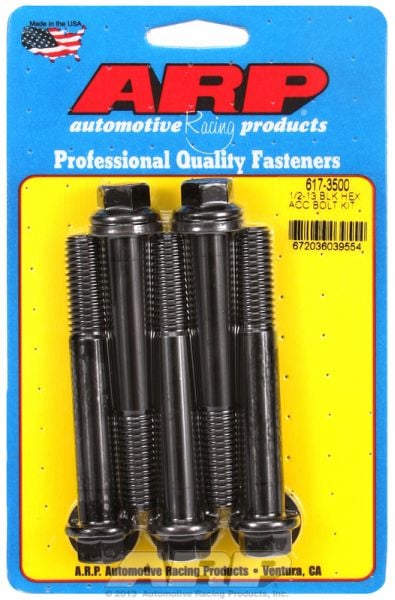 5-Pack Bolt Kit, Hex Head Black Oxide  1/2" UNC x 3.500" UHL With 9/16" Socket Head