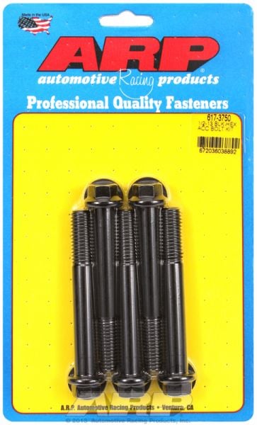 5-Pack Bolt Kit, Hex Head Black Oxide  1/2" UNC x 3.750" UHL With 9/16" Socket Head