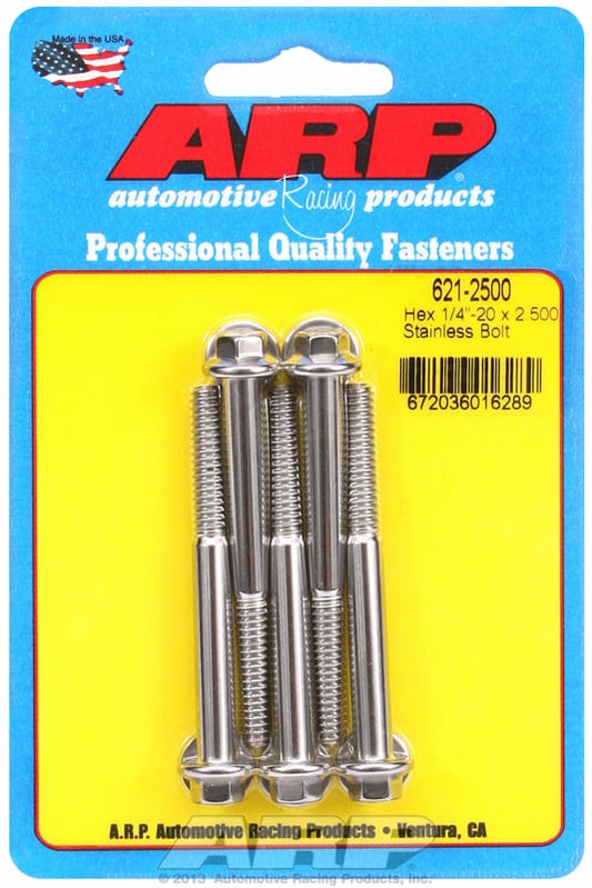 5-Pack Bolt Kit, Hex Head S/S  1/4" UNC x 2.500" UHL With 5/16" Socket Head