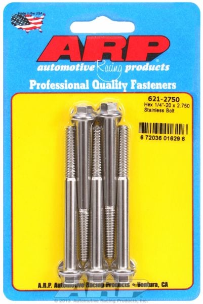 5-Pack Bolt Kit, Hex Head S/S  1/4" UNC x 2.750" UHL With 5/16" Socket Head