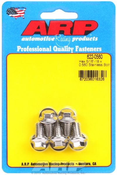 5-Pack Bolt Kit, Hex Head S/S  5/16" UNC x .560" UHL With 3/8" Socket