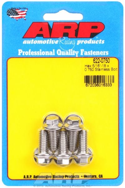 5-Pack Bolt Kit, Hex Head S/S  5/16" UNC x .750" UHL With 3/8" Socket