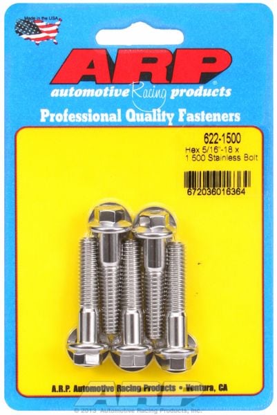 5-Pack Bolt Kit, Hex Head S/S  5/16" UNC x 1.500" UHL With 3/8" Socket